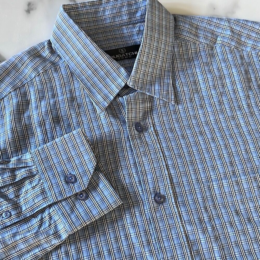 Bugatchi Uomo Rayon/Poly Button Front Shirt Mens L